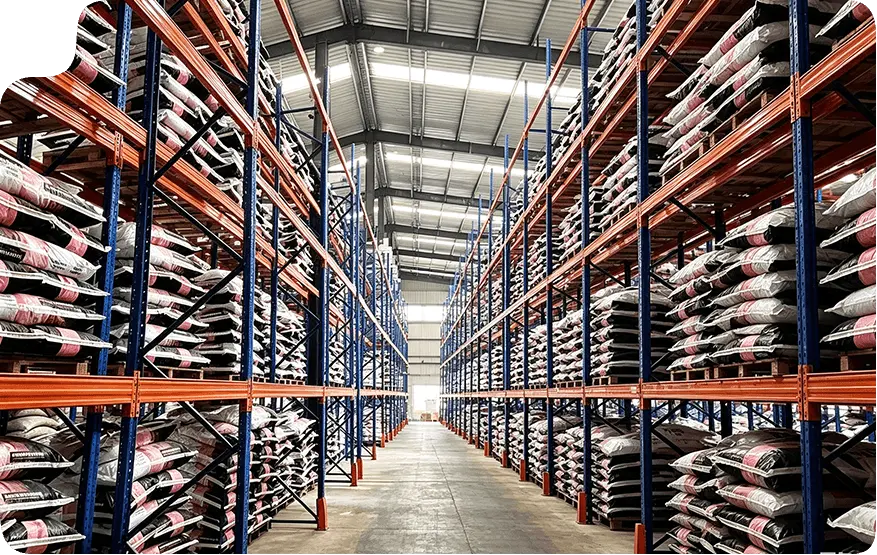 Building supplies storage with cantilever racking