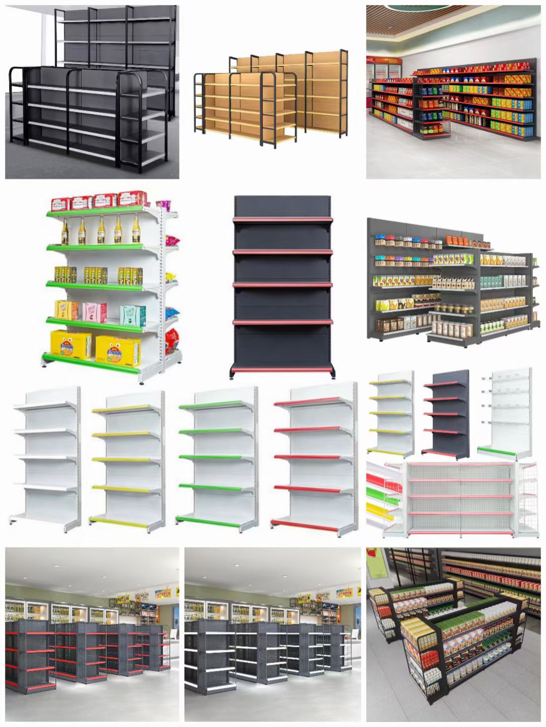 Light Duty Steel Supermarket Gondola Shelving System | Adjustable Grocery Store Display Rack for Retail & Warehouse