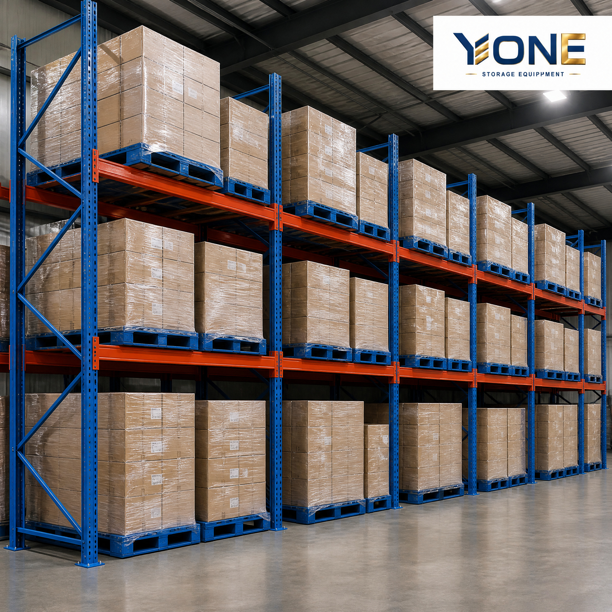 Steel Storage Rack System Q235B Heavy Duty Pallet Racking Under 12m with 90x70x2.0mm Upright Column and 60-80um Powder Coating