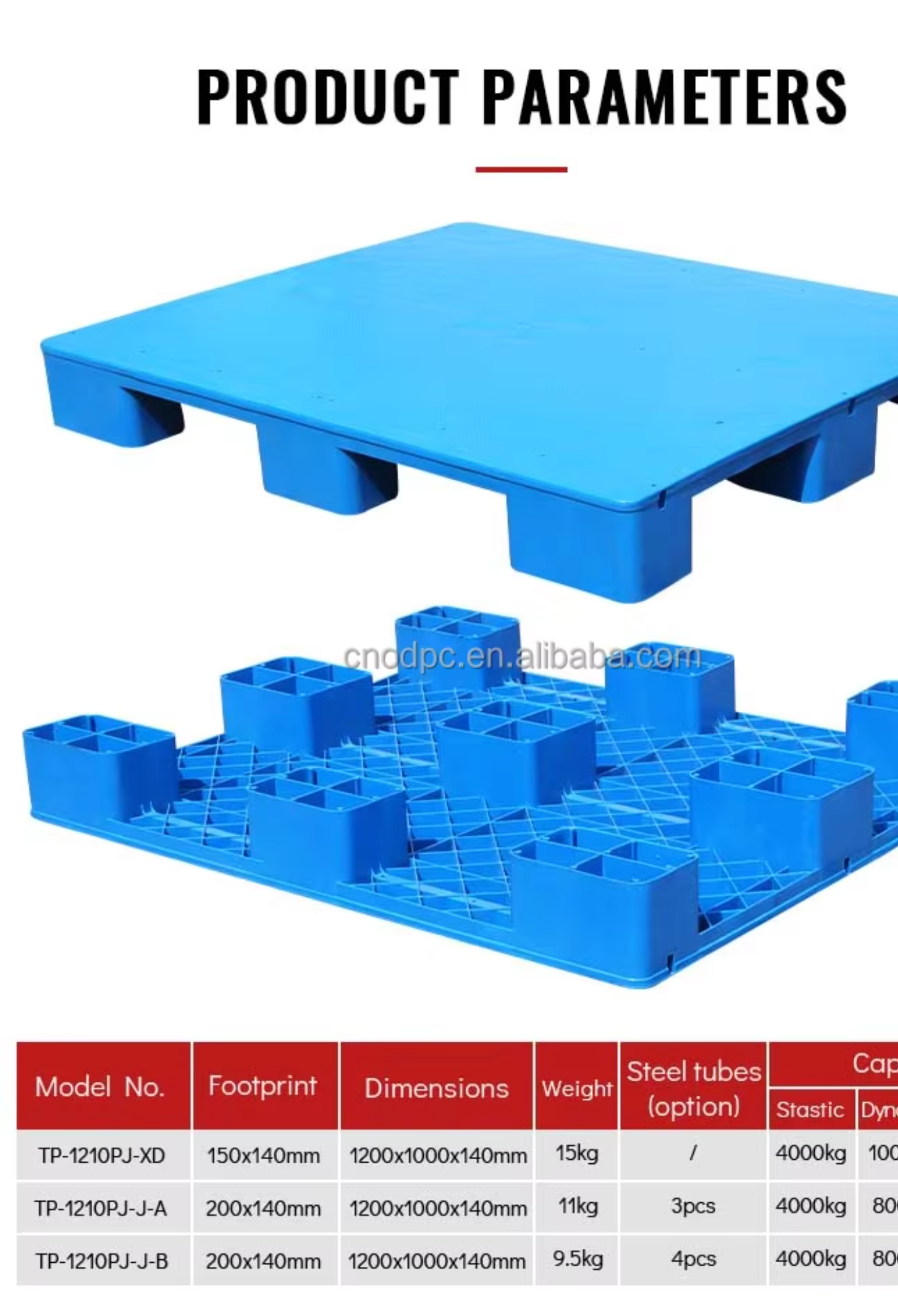 Space Saving Nestable Solid Top Plastic Pallets Distribution 9-Legs Shipping Pallet for Warehouse Storage ODPC