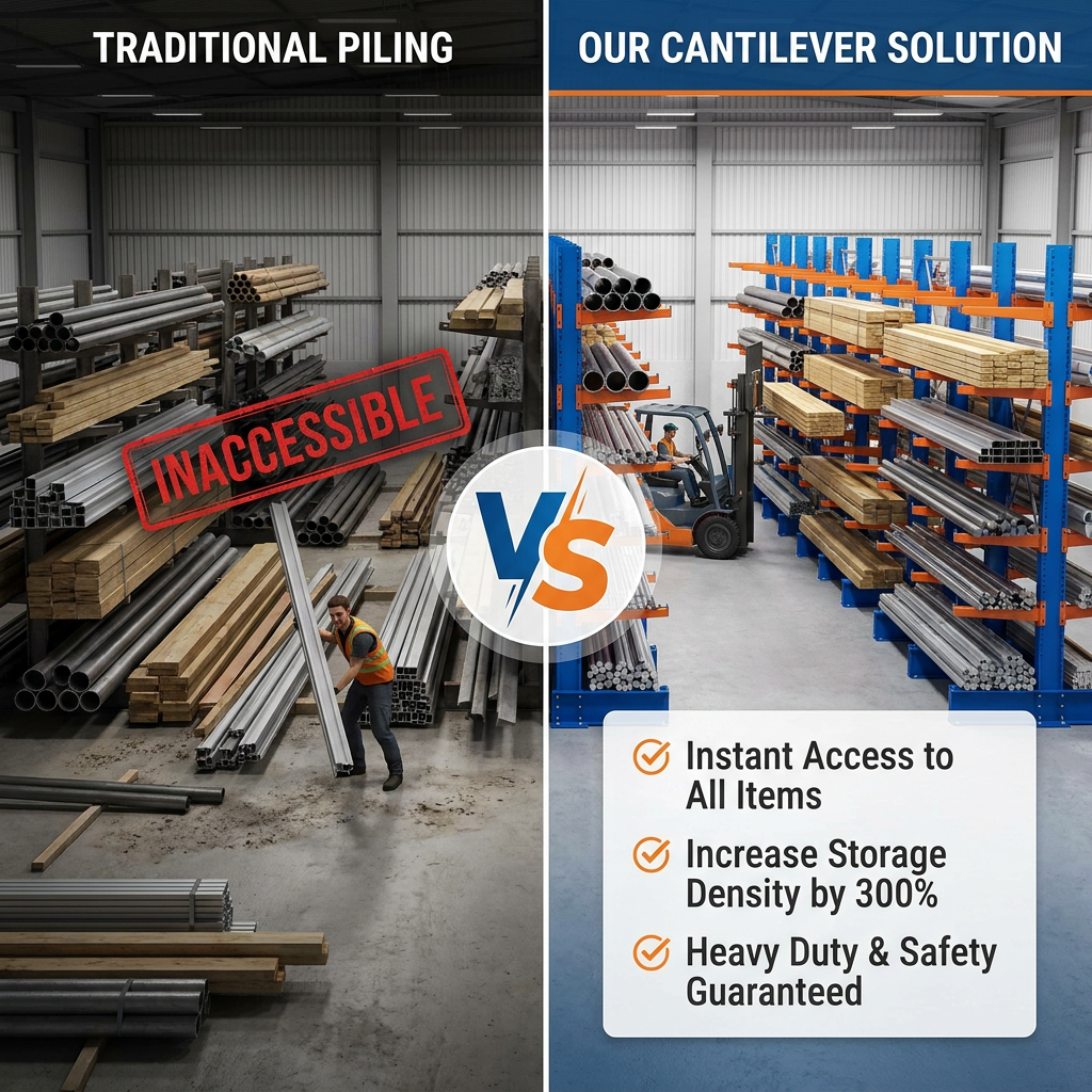 Topeasy Customized Powder Coated Indoor Storage Heavy Duty Rack Cantilever Shelving Cantilever Racking