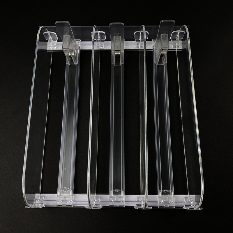 Retail Store Spring Loaded Auto Feed Transparent Plastic Divider Pusher System for Supermarket Shelves with Easy Install