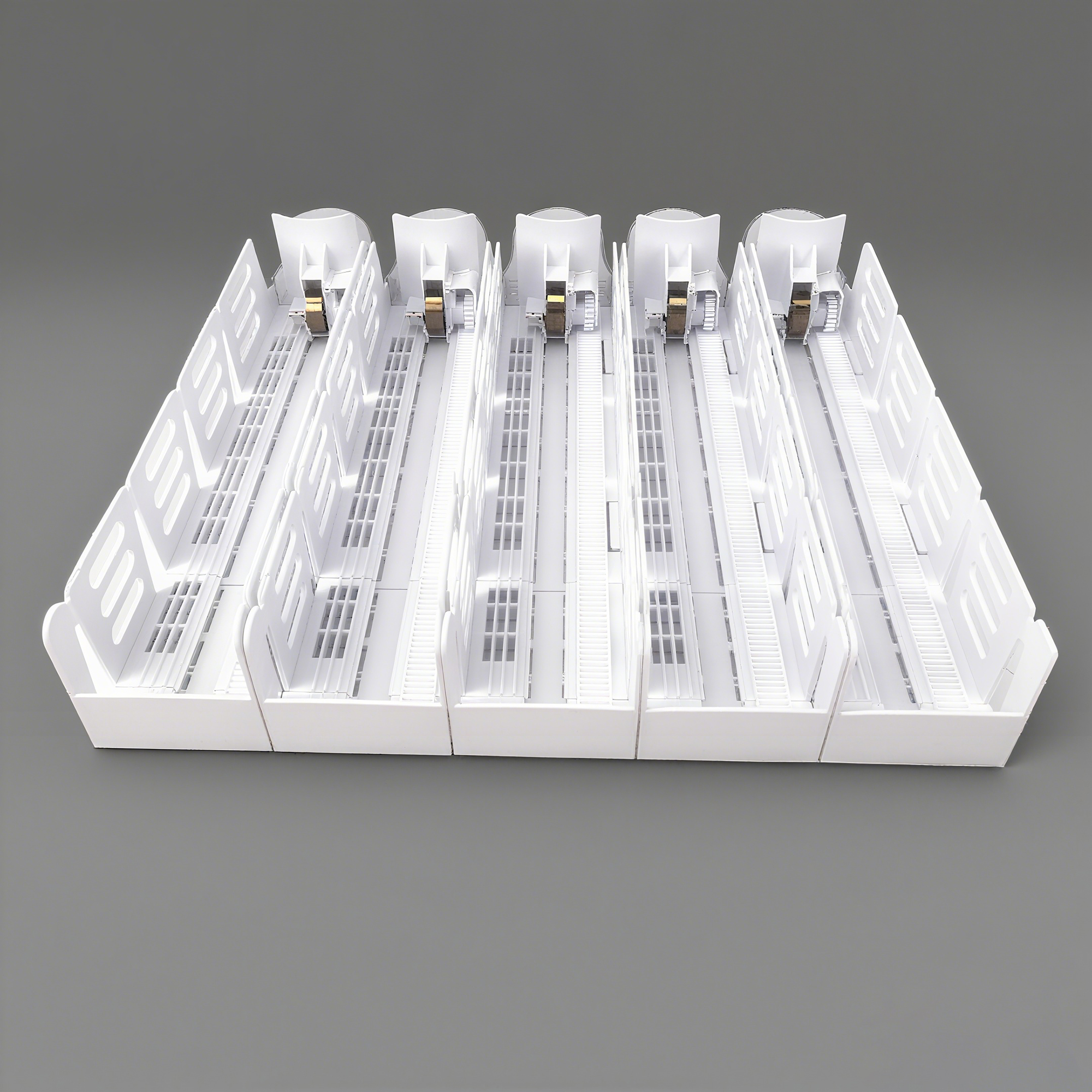 Hookei Plastic Gravity Roller Drink Shelf Pusher Spring Loaded Auto Push Track Soda Can Bottle Organizer For Retail Cooler Rack