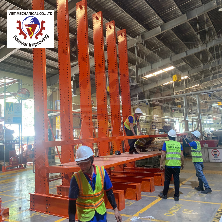 Heavy-Duty Cantilever Rack Designed With Extended Arms Providing Open Front Access For Long And Bulky Material Storage