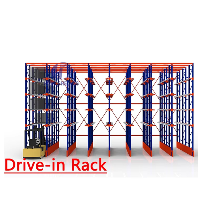 High-Capacity Drive-In Pallet Racking System Drive-Through Pallet Rack For Storage Warehouses