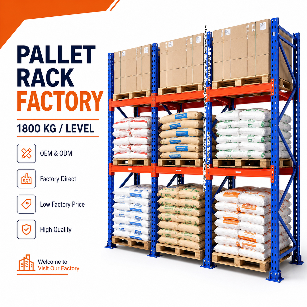 1800KG Heavy Duty Beam Pallet Rack Steel Warehouse Industrial Shelving 3-level Heavy Duty Rack