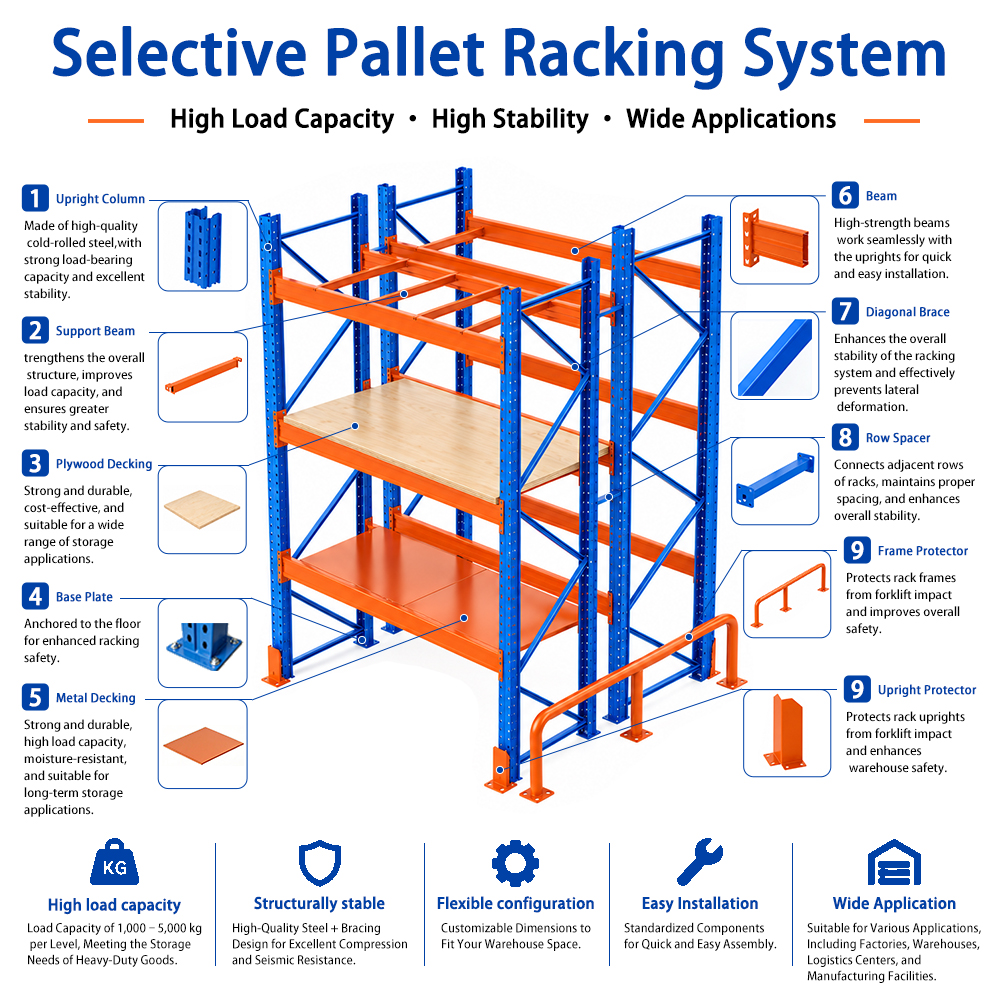 Steel Pallet Racking System Heavy Duty Warehouse Storage Rack Industrial Adjustable Beam High Capacity Storage Solution