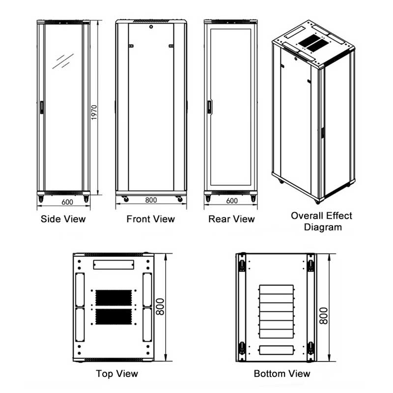 FINEN Mobile Vertical Floor Standing 18U 22U 27U 32U 37U 42U 47U Network Cabinet Sliding Shelf 19 Inch Server Rack