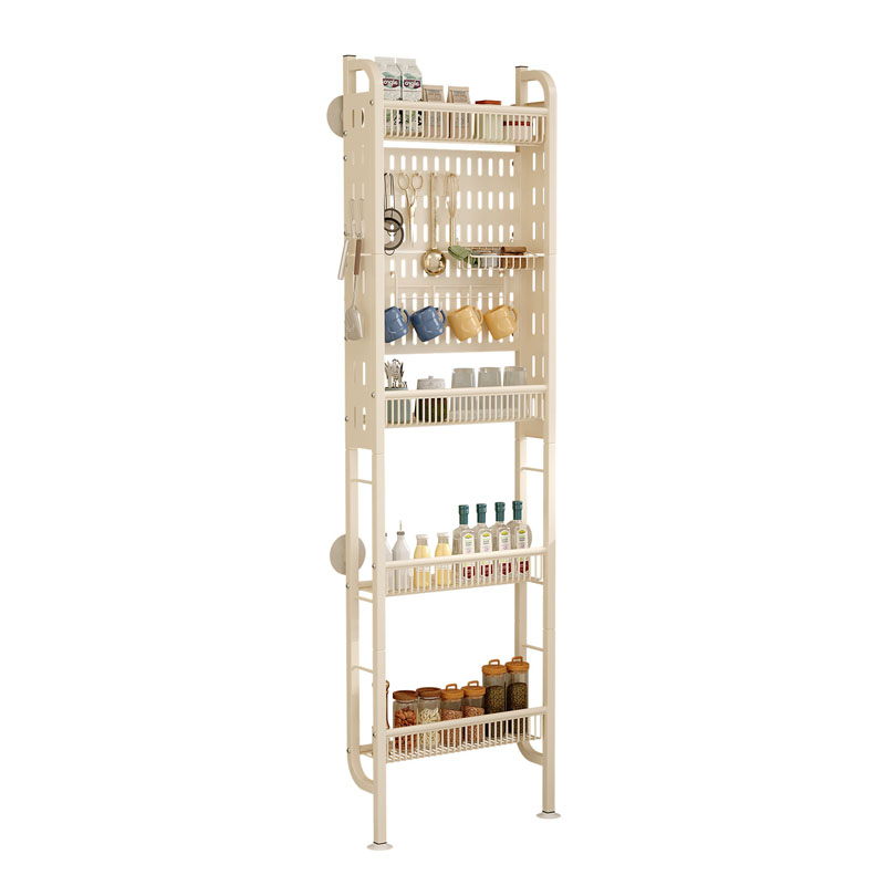Stable Wall Mounted Slim Narrow Kitchen Shelving 4-Layer Eco-Friendly Durable Lightweight Multi-Purpose Storage Rack