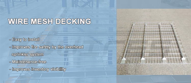 Europe Standard Fireproof Flared Channel 3 Support Channels Secure Design Metal Steel Mesh Wire Pallet Rack Decking