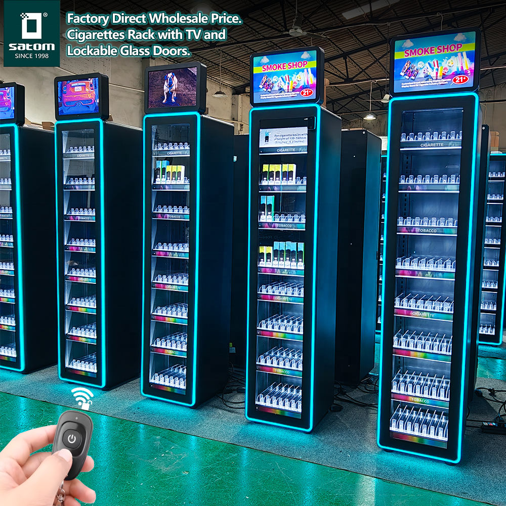 Europe Remote Control Lock Glass Door Wholesale Cigarette Rack Tobacco Display Stand with Push-out Pusher System for Gas Station