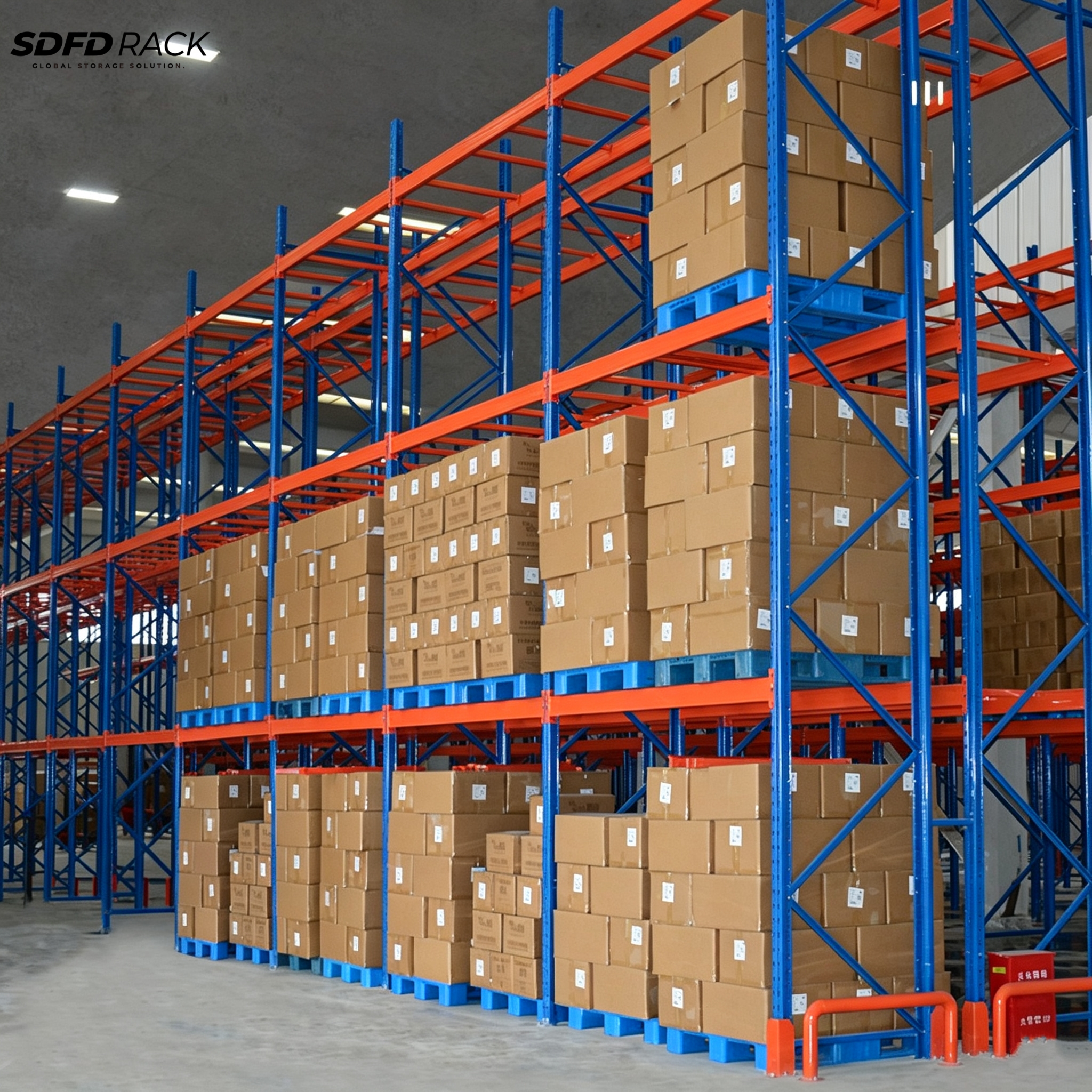 Custom 4-Layer Adjustable Industrial Medium Heavy Duty Shelves System Anti-Rust Selective Pallet Racking for Warehouse Storage