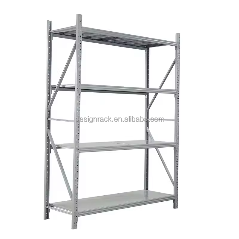 Easily Assemble Garage Storage Racks 4 Layers Long Span Shelving Rack Set