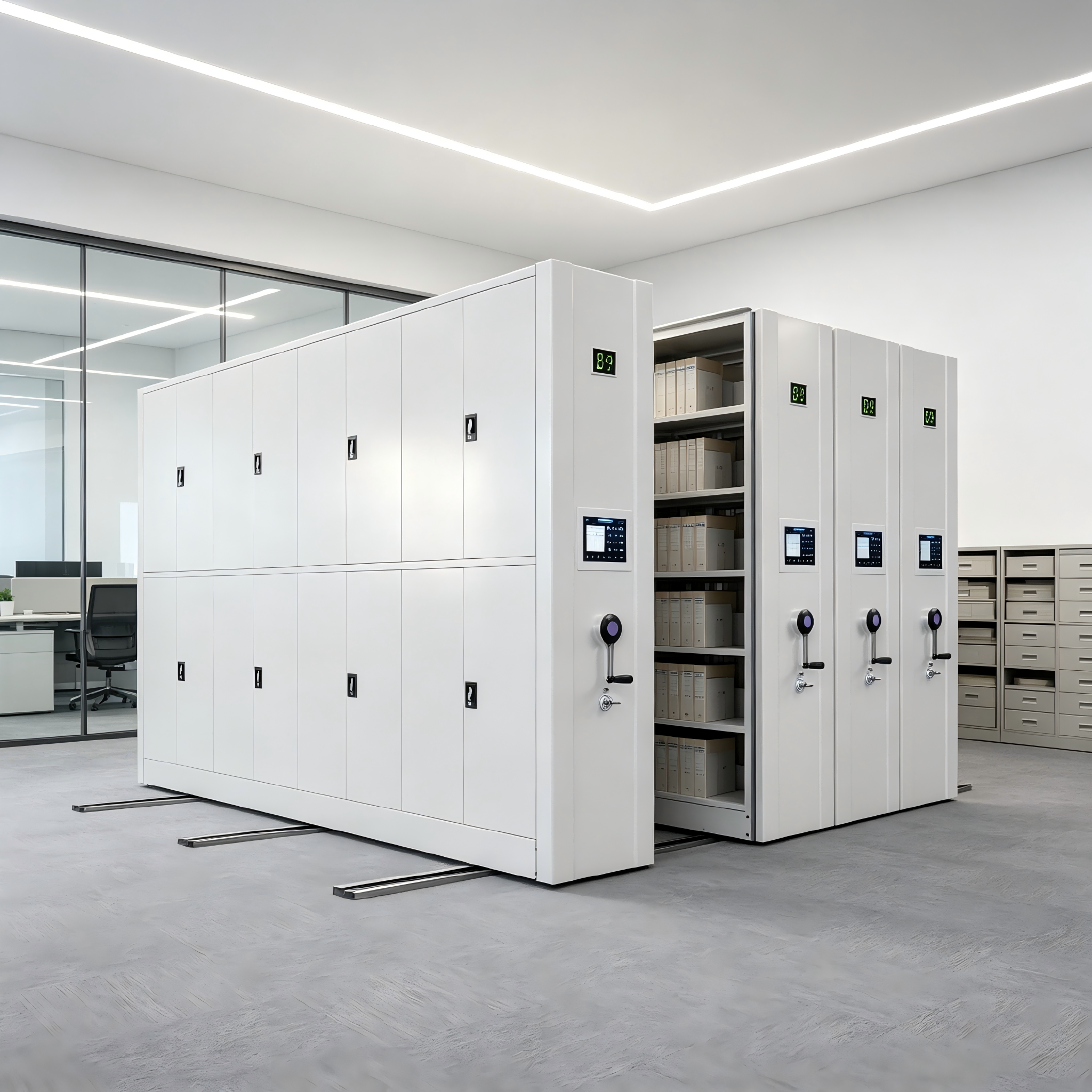Smooth Track Slide High Density Mobile Shelving Bulk Enterprise Legal Document Filing Compact Storage Shelves School Workshop