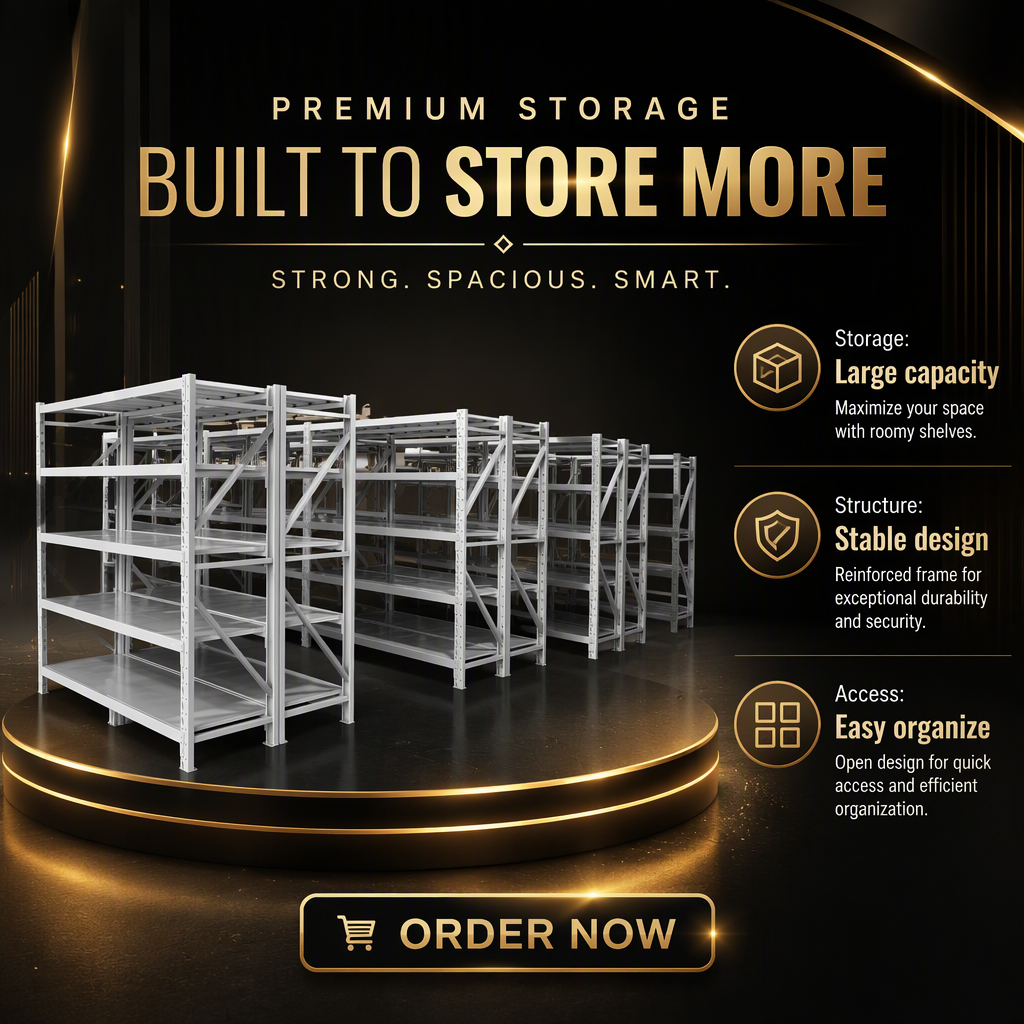 Boltless Butterfly-Hole Welded Upright Shelving, Rectangular Diagonal Braces, Matte Powder-Coated, KD, Warehouse Retail