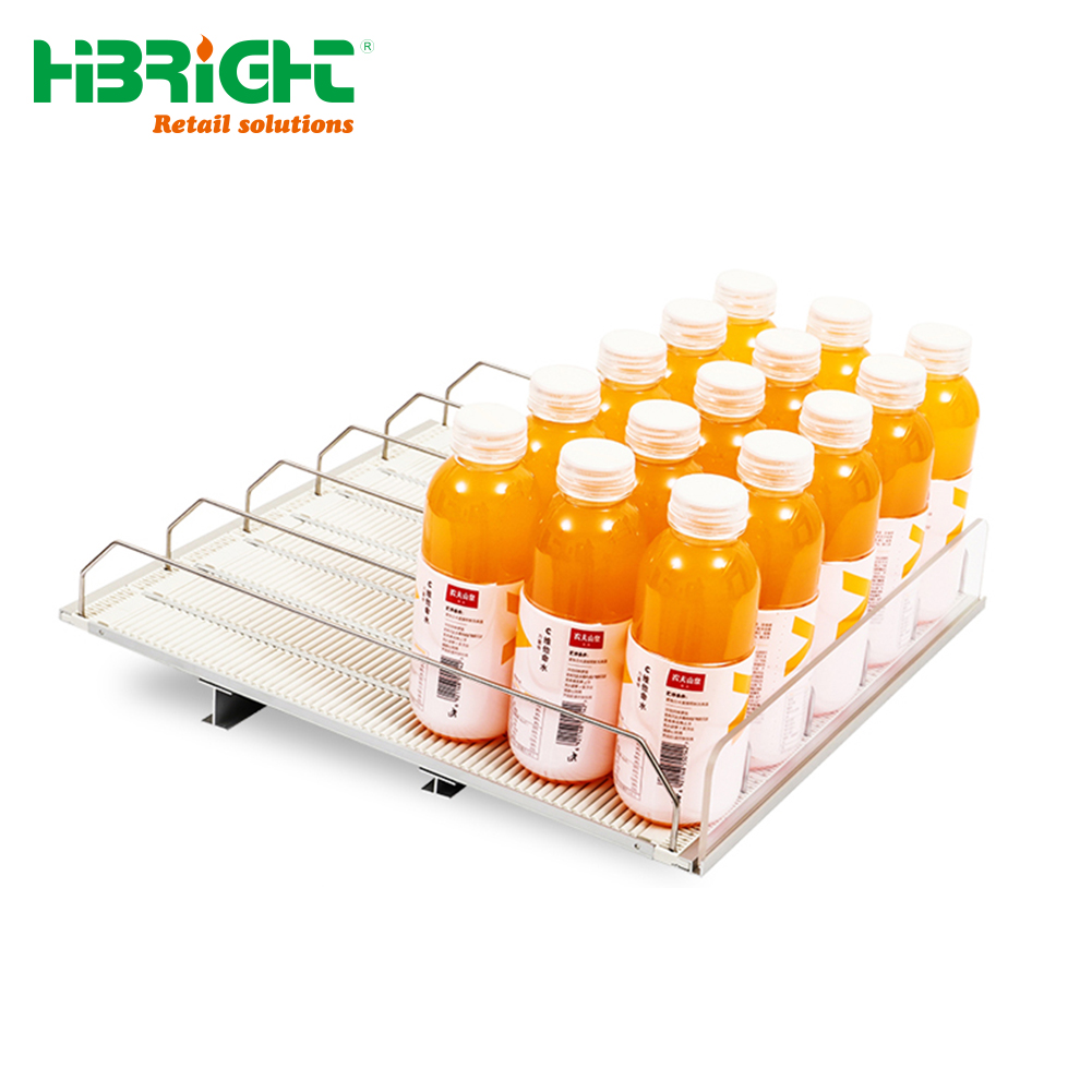 Highbright Automatic Shelf Pusher System Spring-Loaded White Drink Organizer Rack 6 Cans Capacity for Supermarket Beverage Can
