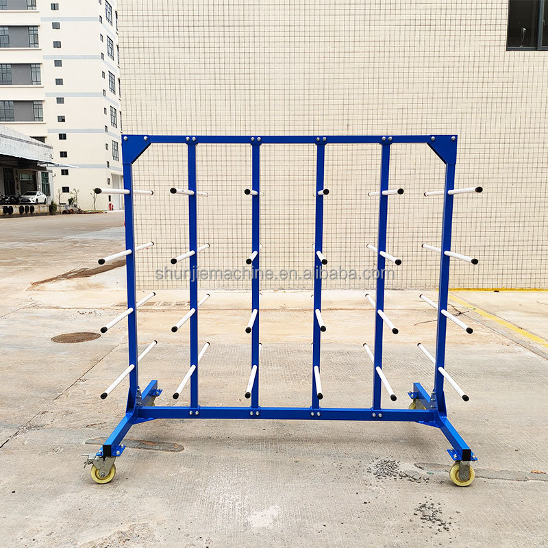 Customized 5 Tiers Cantilever Racking For Warehouse With Wheels Long Arms Metal Double Side Cantilever Rack Cart