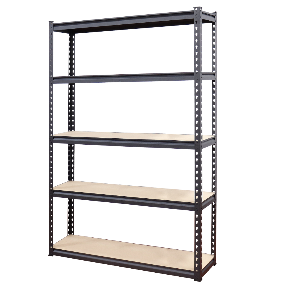 5 Tier Storage Shelving 1.5mm Boltless Carbon Steel Frame 12mm MDF Shelf Board Heavy Duty Garage Shelves 2200Lbs