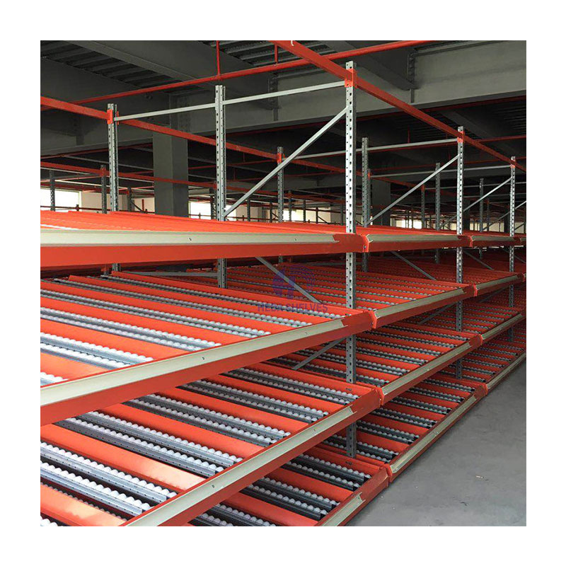 Customized Warehouse Storage Rack Pallet Flow Rack Shelving Lineside Roller Flow Rack Gravity Carton Flow Racking