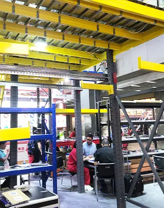 Engineering team presenting warehouse racking systems