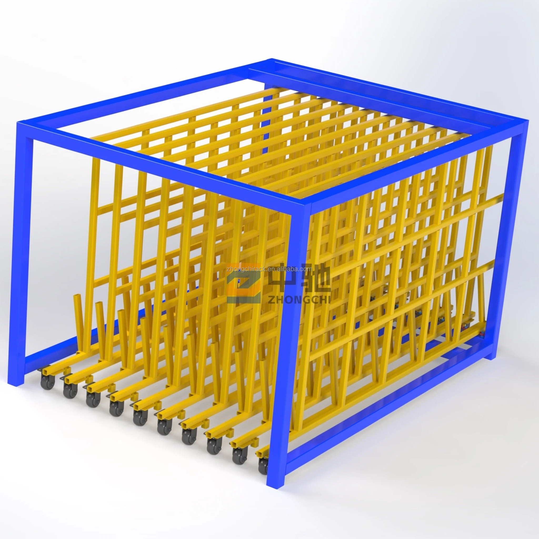Heavy Load 8-Layer Adjustable Vertical Roll Out Sheet Rack with Wheels for Steel Aluminum and Panel Material Storage