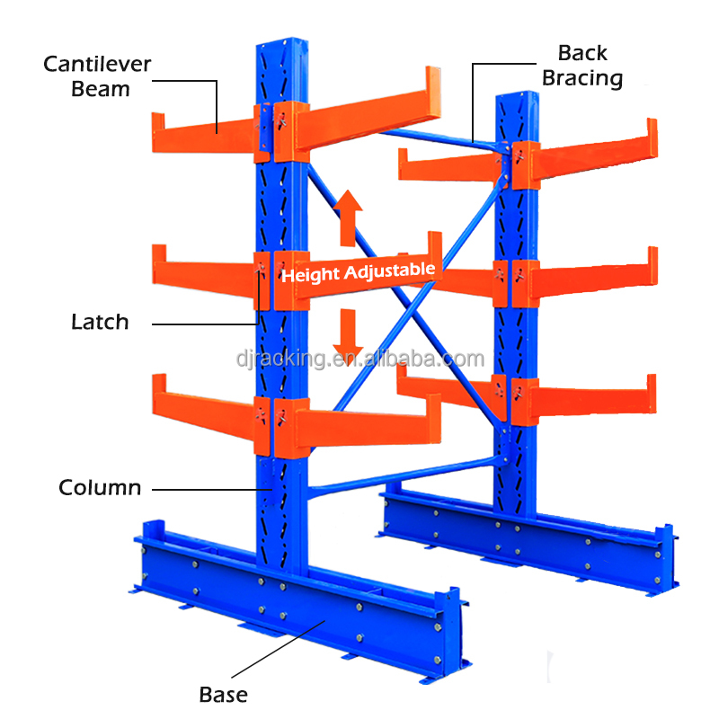 DJ Cantilever Racking Single Double-Sided Wood Hardware Aluminum Steel Shelf Arm Rack Storage Warehouse Heavy Duty