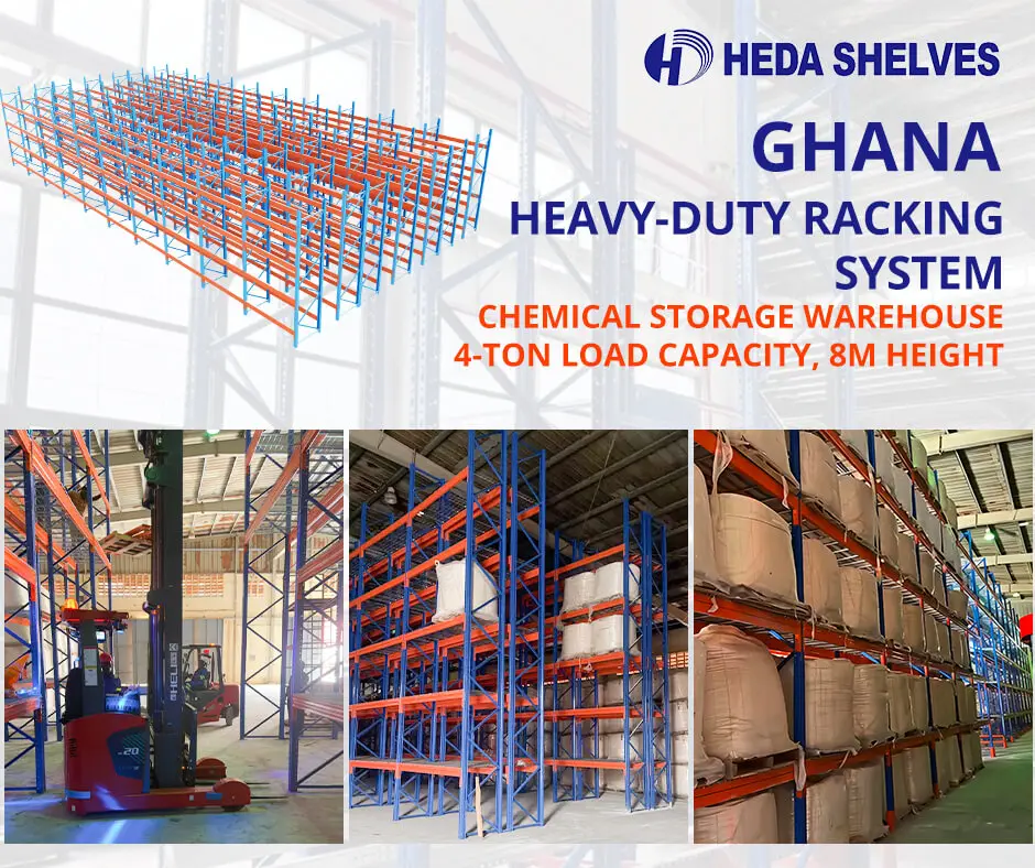 Chemical storage heavy-duty drive in pallet rack