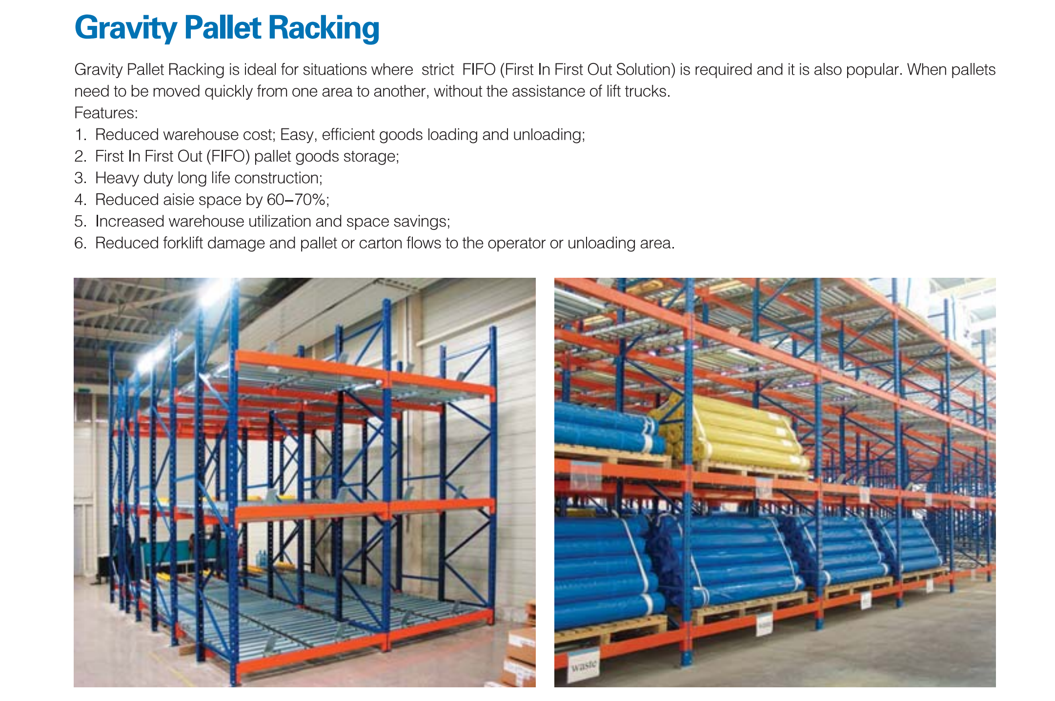 Gravity Pallet Racking Diagram
