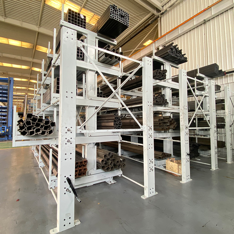 Telescopic Adjustable Double-Sided Heavy Duty Cantilever Racks 8T/Layer Capacity CE Certified Carbon Steel Square Tube Tubular