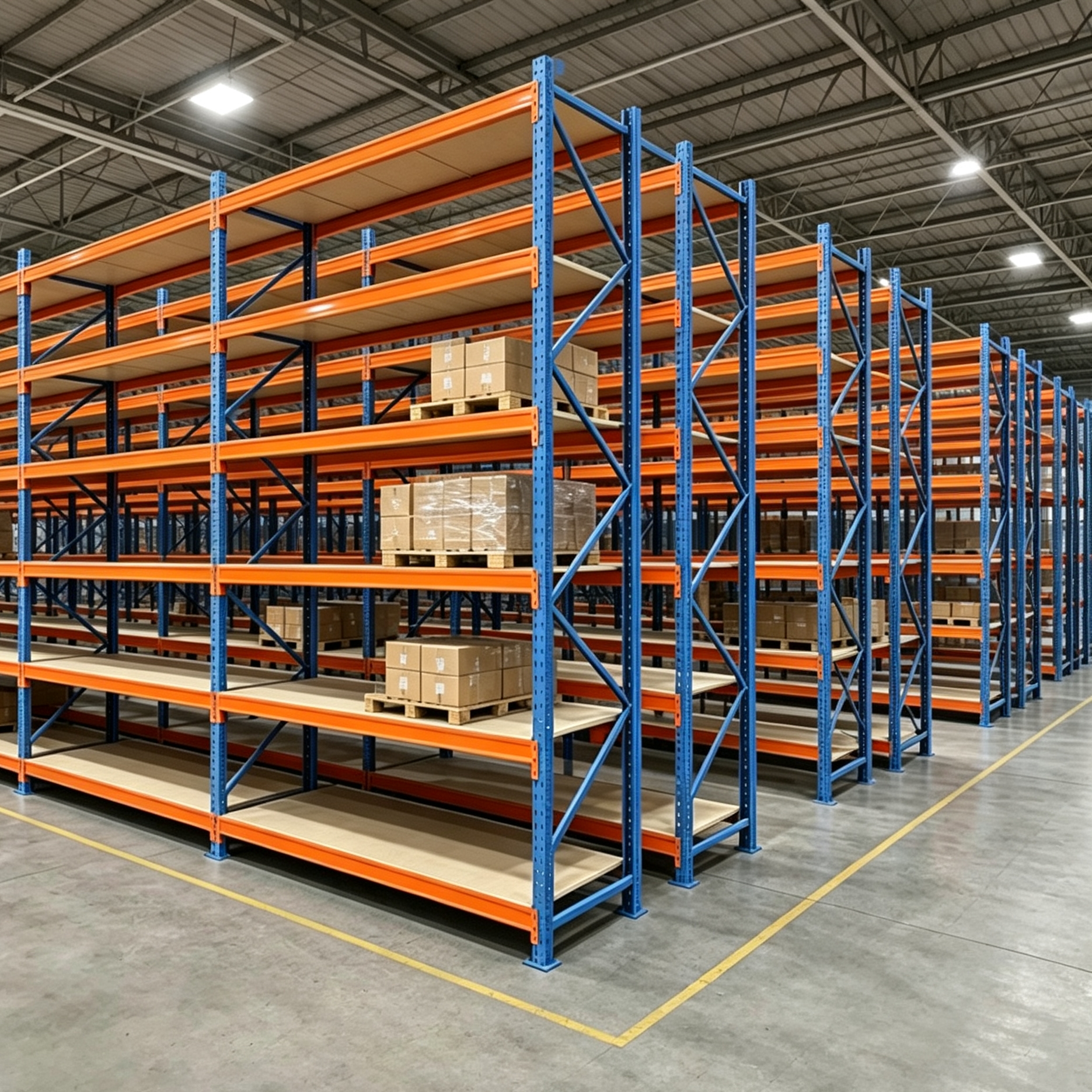 Custom 4-Layer Adjustable Industrial Medium Heavy Duty Shelves System Anti-Rust Selective Pallet Racking for Warehouse Storage