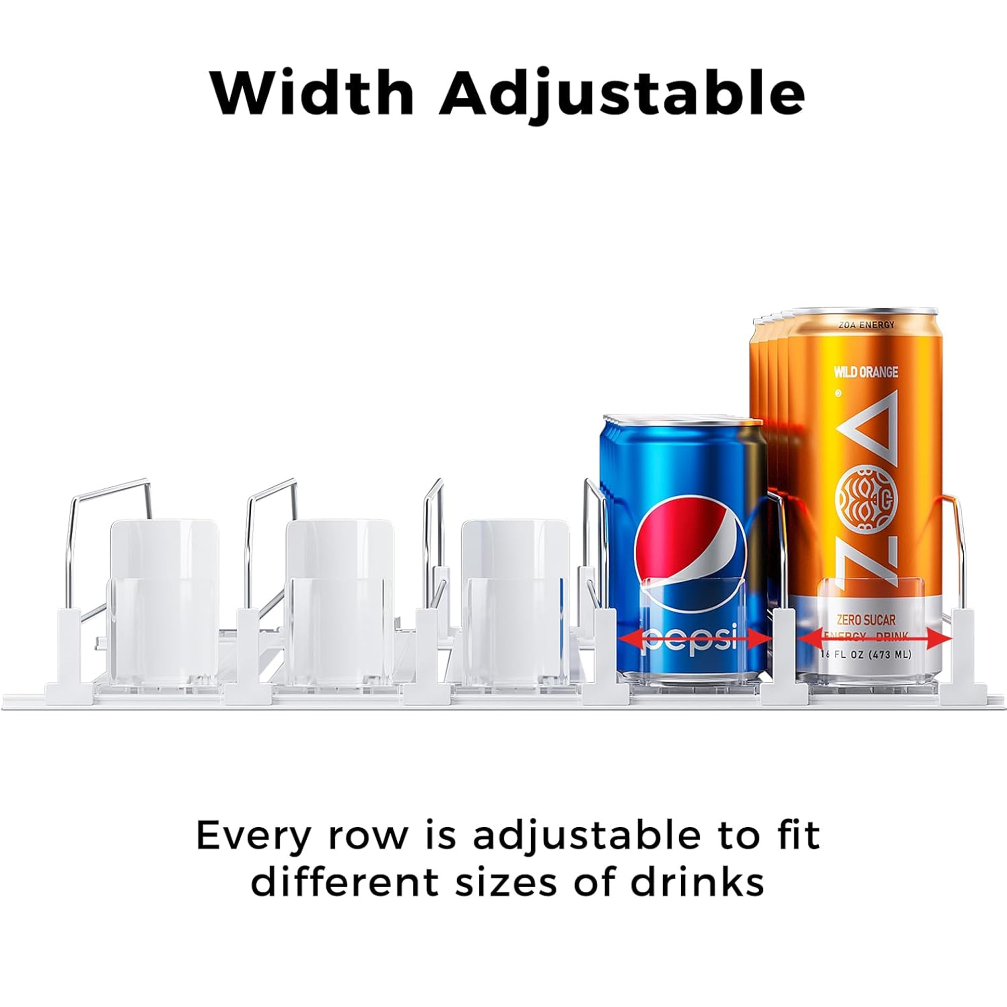 Hookei Plastic Gravity Roller Drink Shelf Pusher Spring Loaded Auto Push Track Soda Can Bottle Organizer For Retail Cooler Rack