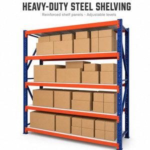 Industrial Medium Duty Steel Shelving Racking System with Electrostatic Powder Coating for Warehouse Storage