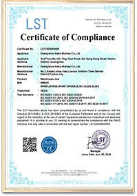 HEDA Shelves RoHS certificate