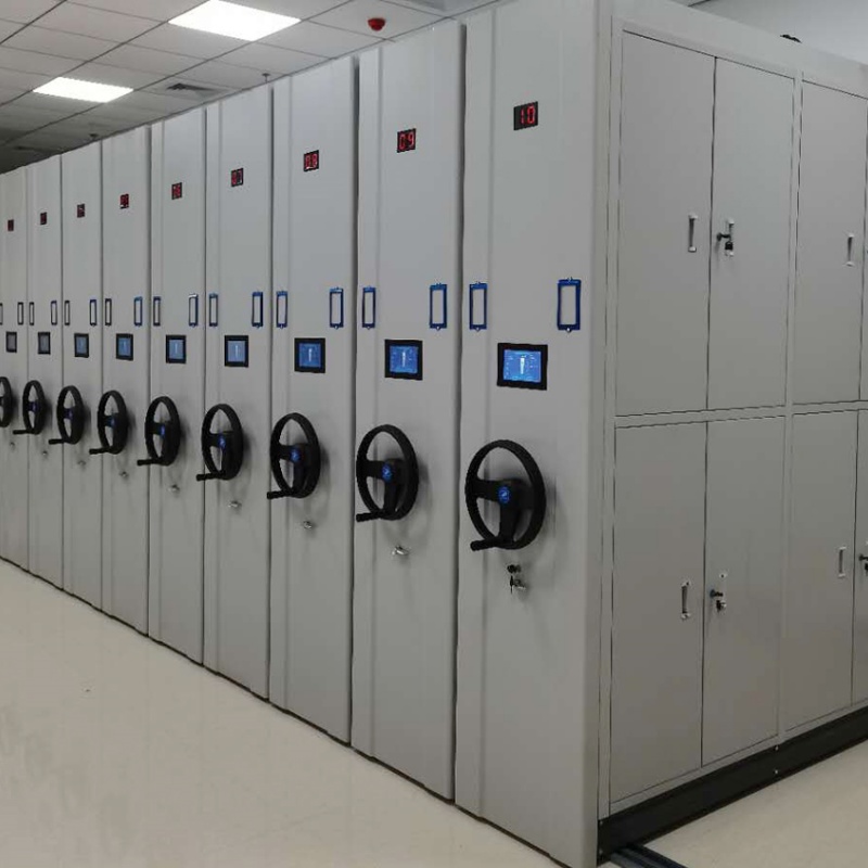 High-Density Intelligent Mobile Shelving System Rolling White Panel Library Movable Filing Cabinet for School Workshop