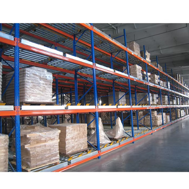 Warehouse FIFO Storage Racking System Flow Through Pallet Roller Racking