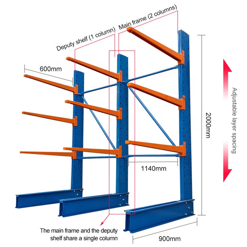 Topeasy Customized Powder Coated Indoor Storage Heavy Duty Rack Cantilever Shelving Cantilever Racking