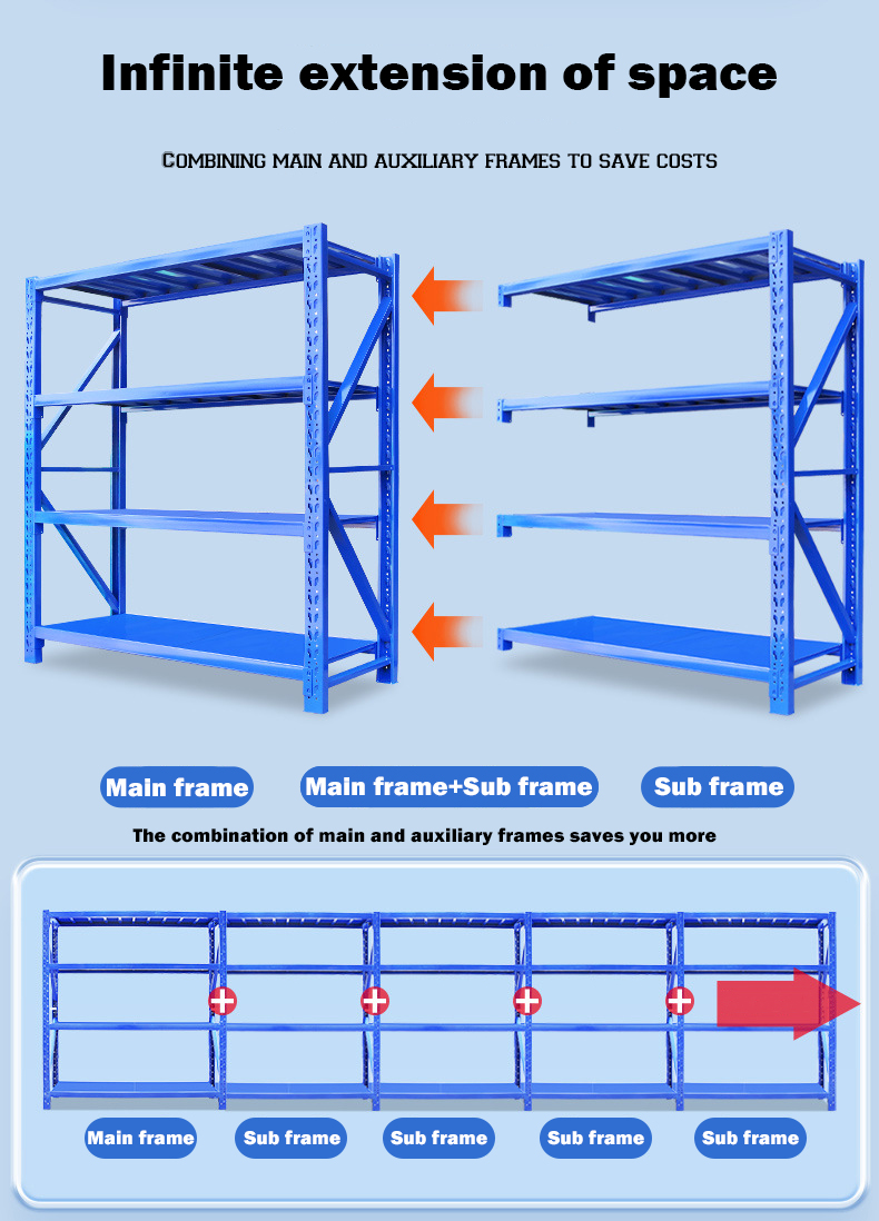 Guijie High Load Capacity 4-Layer Drive-Through Steel Warehouse Rack Powder Coated Finish Adjustable Corrosion Protected Shelves
