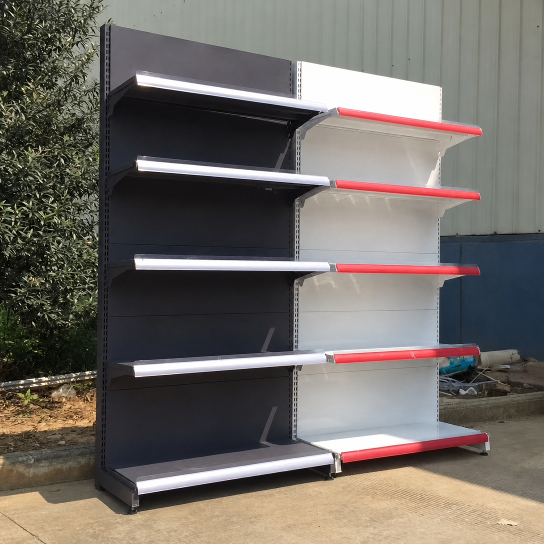 Light Duty Steel Supermarket Gondola Shelving System | Adjustable Grocery Store Display Rack for Retail & Warehouse