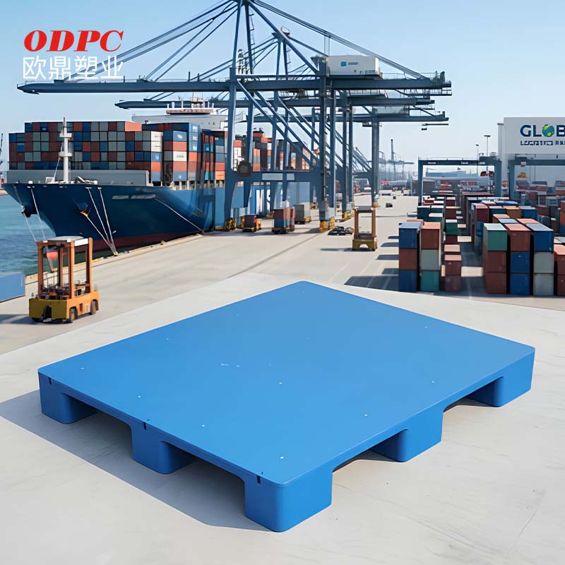 Space Saving Nestable Solid Top Plastic Pallets Distribution 9-Legs Shipping Pallet for Warehouse Storage ODPC