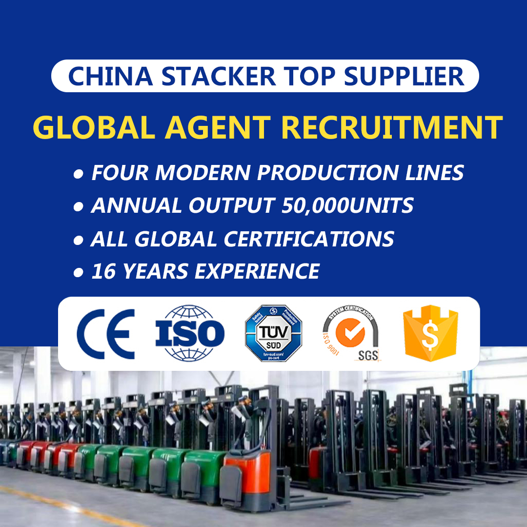 Hot Sale All Terrain Pallet Stacker 1.5ton 2Ton 4m 5m Full Electric Stand Drive Hydraulic Electric Pallet Stacker Warehouse