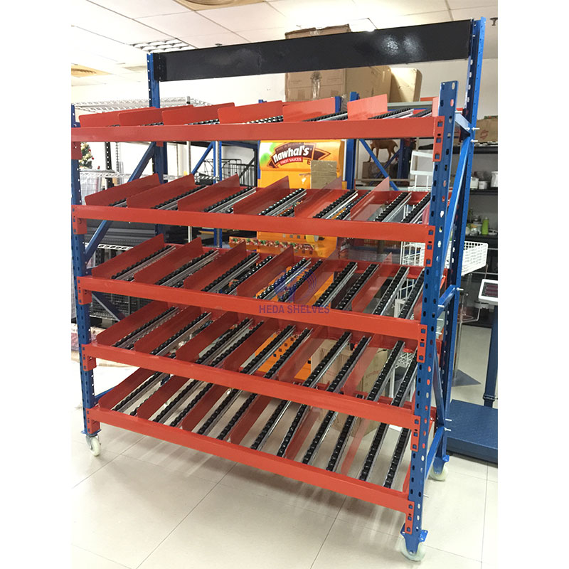 Ebb and Flow Vertical Rack Pallet Flow Racking Track Customized Gravity Carton Flow Racking System