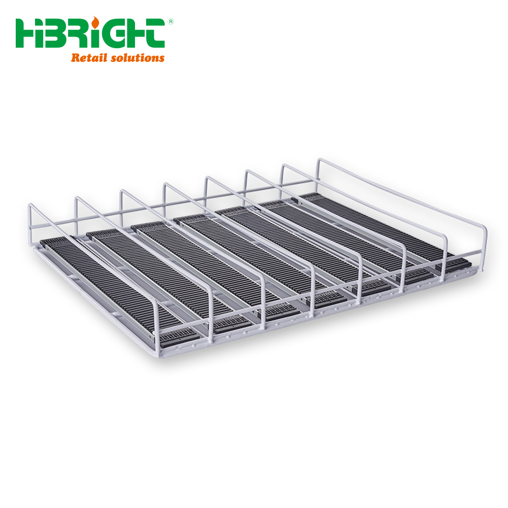 Highbright Automatic Shelf Pusher System Spring-Loaded White Drink Organizer Rack 6 Cans Capacity for Supermarket Beverage Can