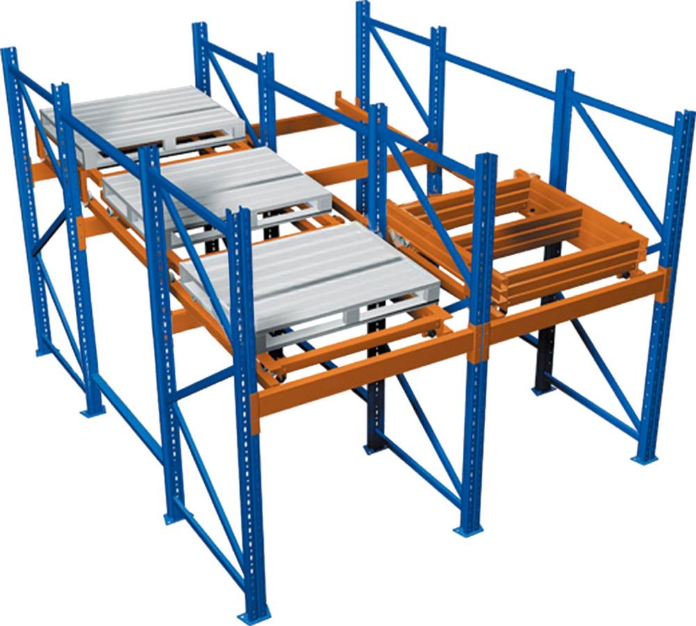 Warehouse Storage Steel Push Back Racks 3-Layer Powder Coated For Outdoors