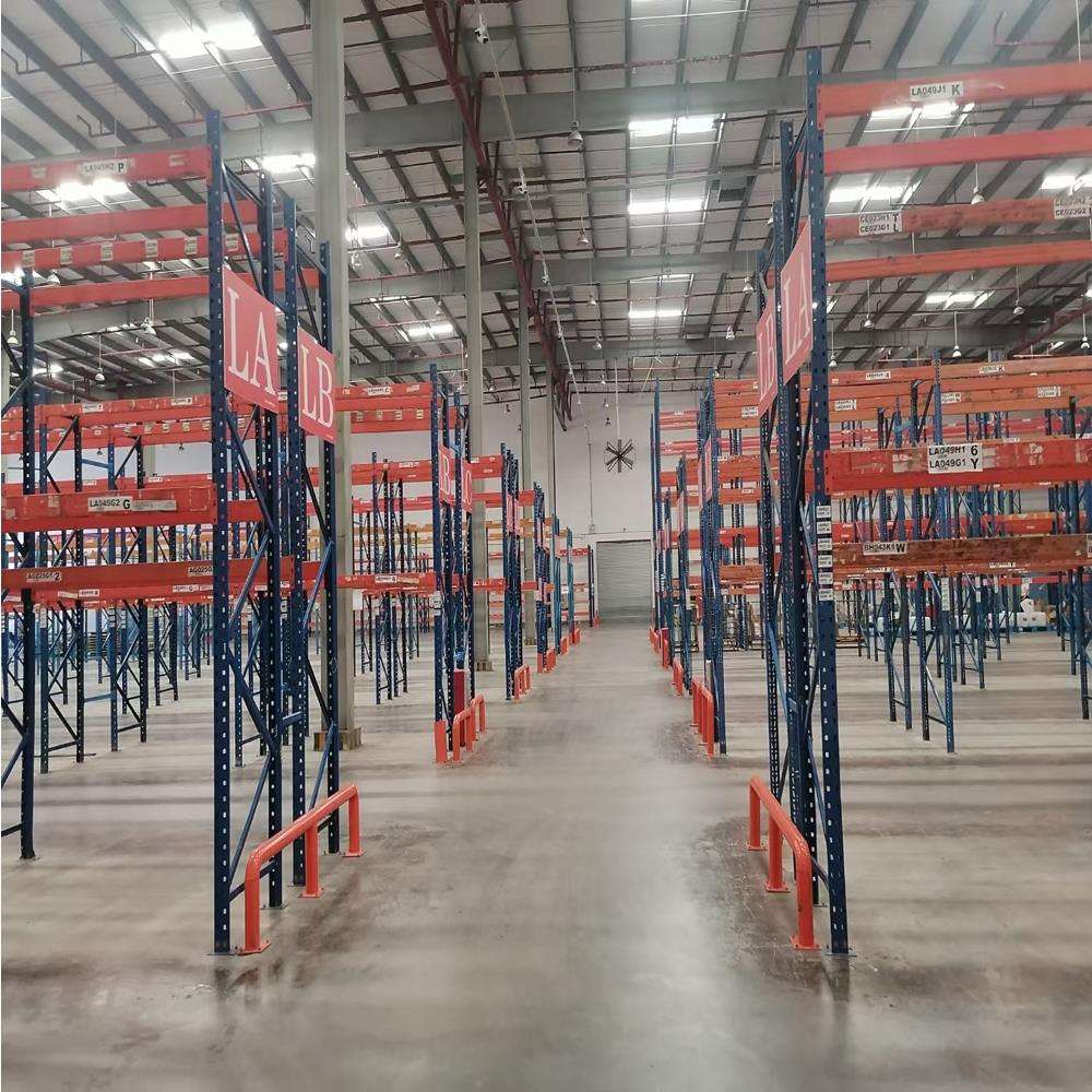 Heavy-Duty Selective Pallet Rack 4-Layer Steel Upright Orange Beam Corrosion Protection Powder Coated Tall Storage Racks for