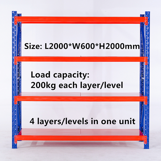 Metal Medium Duty Racking 4 Level Wide Span Shelving Units Boltless Warehouse Storage Rack System
