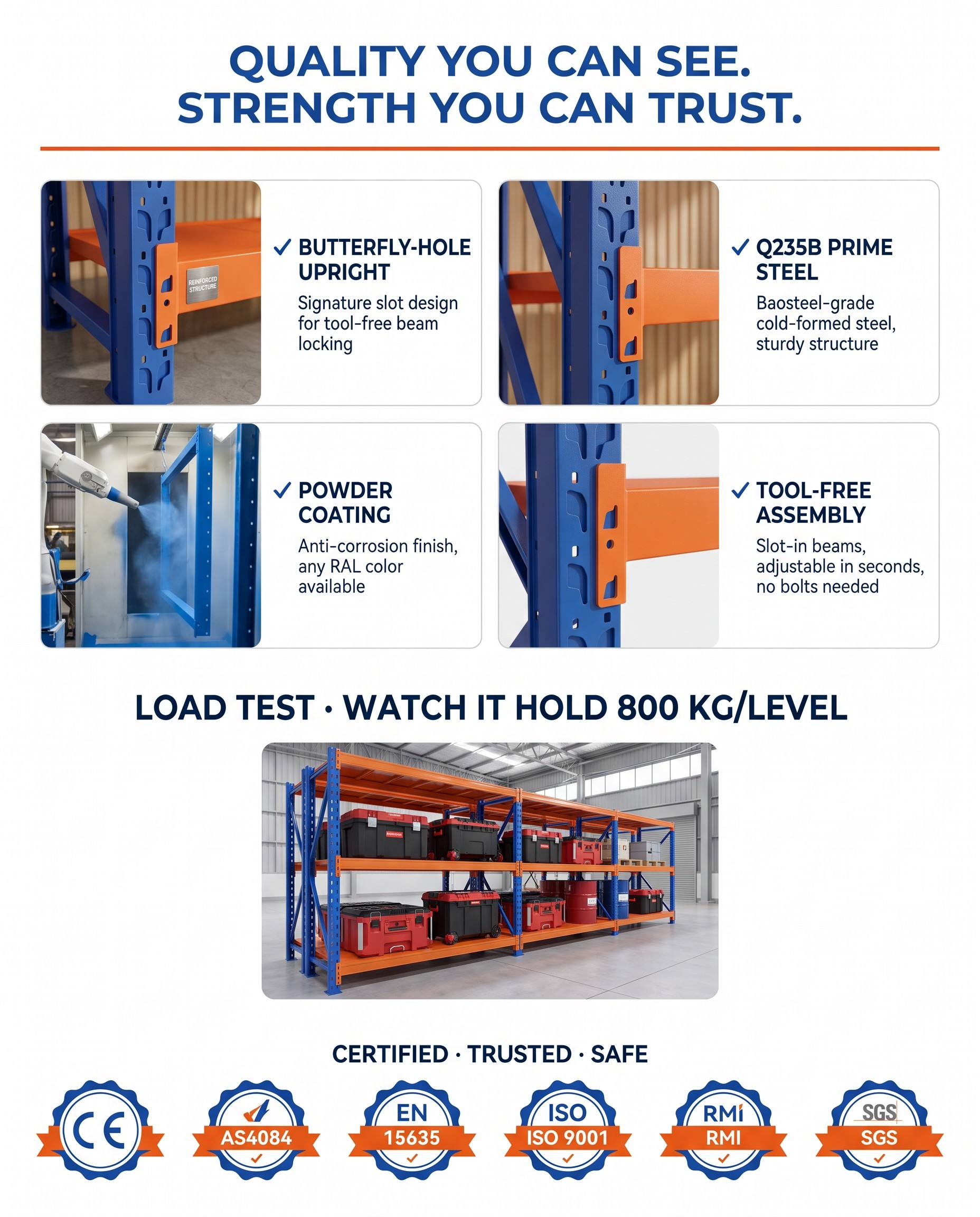 Steel Shelving Factory Boltless Light Duty Adjustable Storage Rack Warehouse Industrial OEM