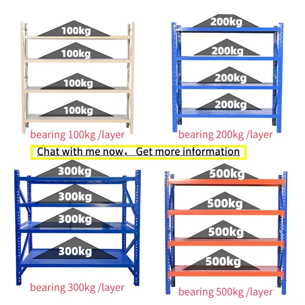 Factory 200 Kg Layer Garage Black 4 Tier Warehouse Storage Metal Stacking Shelf Rack Unit for Warehouse