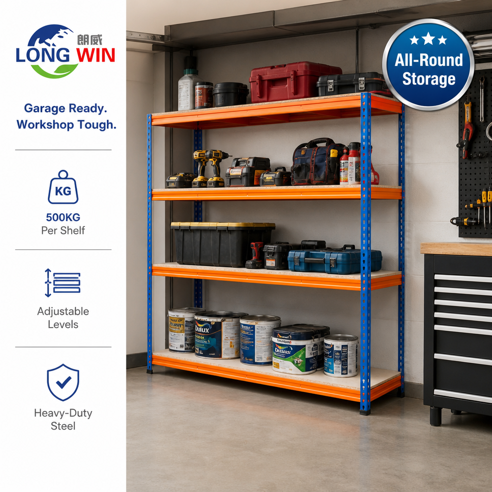 Extra Heavy Duty Boltless Steel Rack 5-Tier Adjustable 2000kg Rivet Lock Garage Warehouse Heavy Duty Warehouse Rack