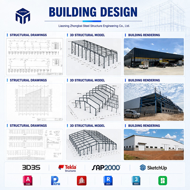 Construction Design Light Steel Structure Metal Building Warehouse For Storage Steel Structure Warehouse