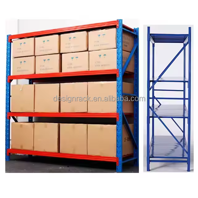 Easily Assemble Garage Storage Racks 4 Layers Long Span Shelving Rack Set